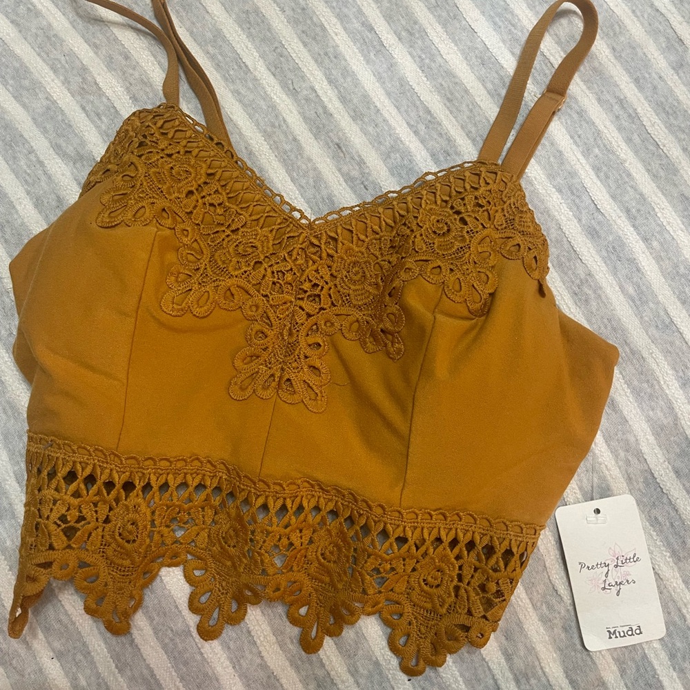 Mudd Brown Lace Crop Top